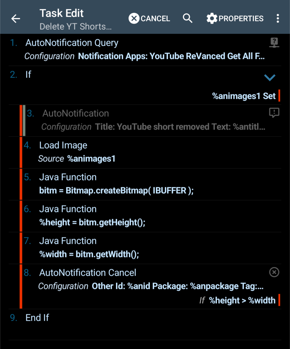 Screenshot of the steps inside of the configured task, explained in further detail in the rest of this blog post